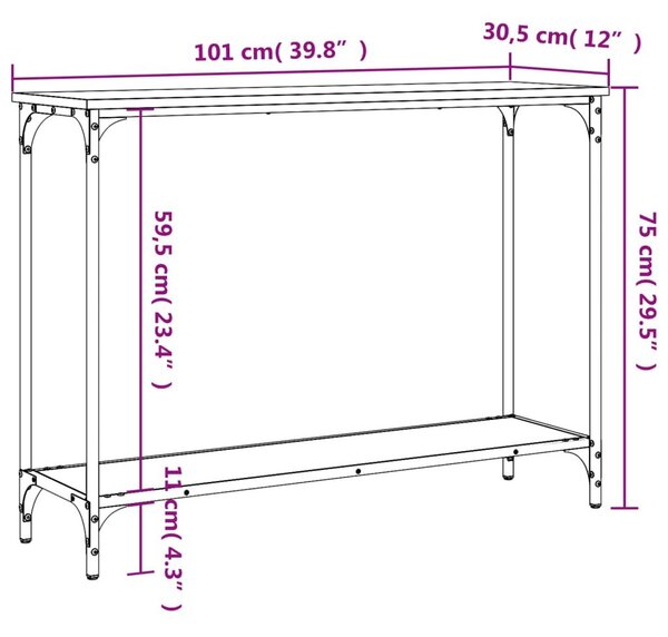 Τραπέζι Κονσόλα Sonoma Δρυς 101x30,5x75 εκ. Επεξεργασμένο Ξύλο - Καφέ