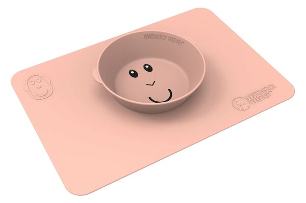 Δίσκος Εκπαίδευσης Φαγητού Matchstick Monkey Anti-Slip Bowl Dusty Pink