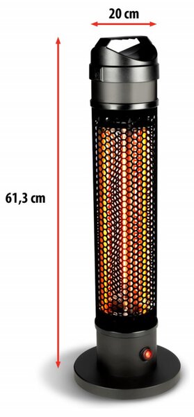 Θερμαντήρας άνθρακα Alpina TBH800, 800W, Υπέρυθρες, Μέχρι 3 m2, Προστασία από ανατροπή, IP44, Μαύρο