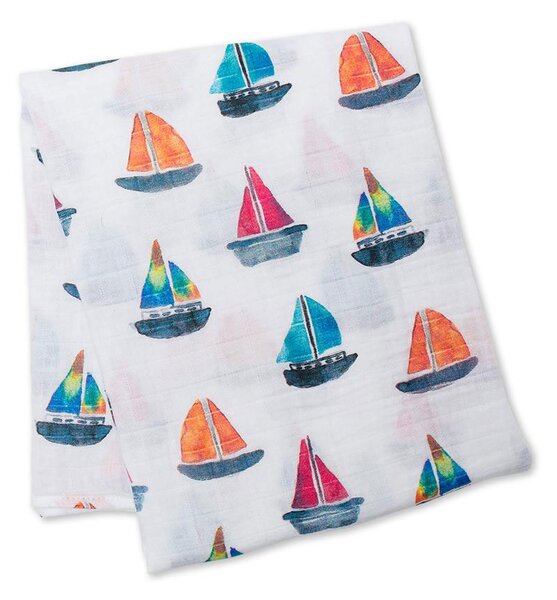Μουσελίνα/Πάνα Αγκαλιάς (120x120) Lulujo Sailboats LJ428