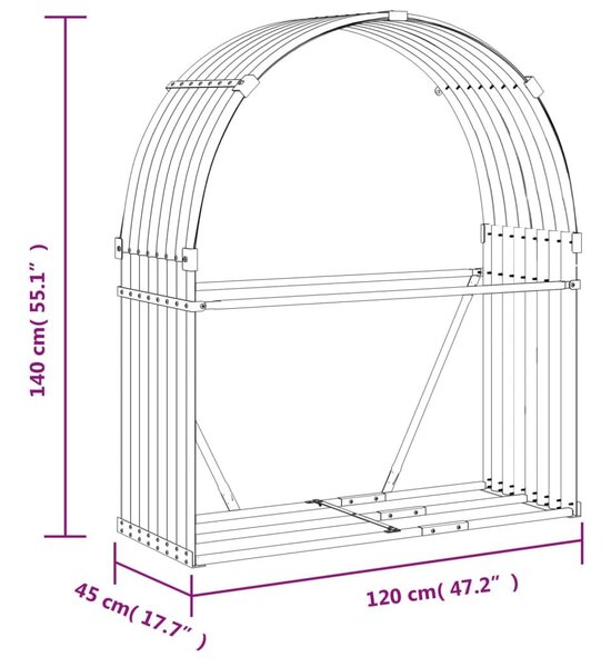 Ξυλοθήκη Αν. Γκρι 120 x 45 x 140 εκ. από Γαλβανισμένο Ατσάλι - Γκρι