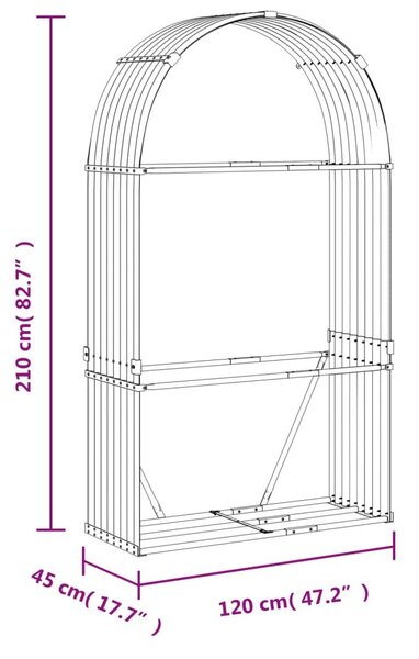 Ξυλοθήκη Αν. Γκρι 120 x 45 x 210 εκ. από Γαλβανισμένο Ατσάλι - Γκρι