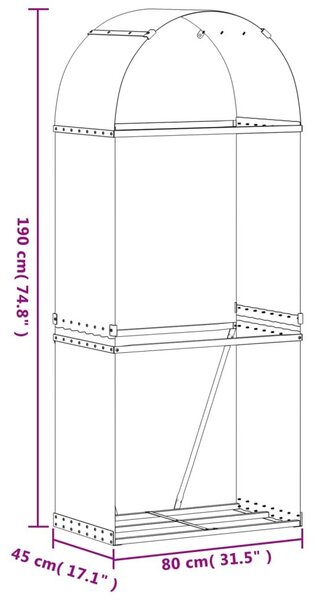 Ξυλοθήκη Καφέ 80x45x190 εκ. από Γαλβανισμένο Ατσάλι - Καφέ