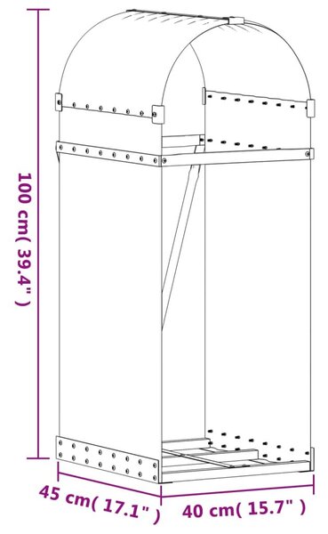 Ξυλοθήκη Ανθρακί 40 x 45 x 100 εκ. από Γαλβανισμένο Ατσάλι - Ανθρακί