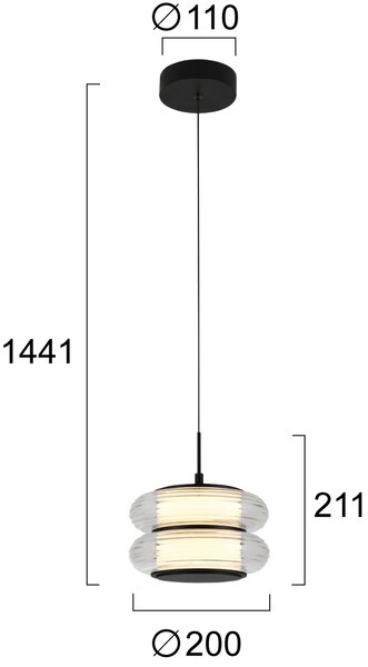 Φωτιστικό Κρεμαστό Viokef Glossy 4322000 3000K Διάφανο Μαύρο Ματ