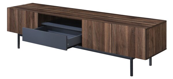 GROOVES TV STAND 3ΠΟΡΤΕΣ 1ΣΥΡΤΑΡΙ ΚΑΡΥΔΙ ΓΚΡΙ 180x40xH50cm