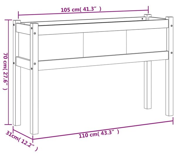 Ζαρντινιέρες με Πόδια 110x31x70 εκ από Μασίφ Ξύλο Ψευδοτσούγκας - Καφέ