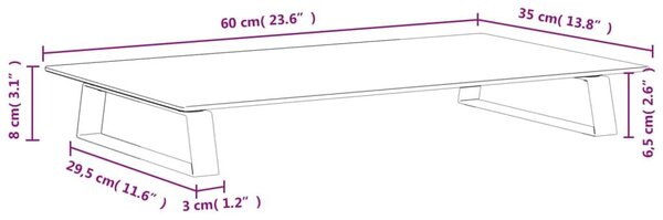 Βάση Οθόνης Λευκή 60 x 35 x 8 εκ. από Ψημένο Γυαλί και Μέταλλο - Λευκό