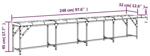 Πάγκος Τραπεζαρίας Σκούρο Γκρι 248x32x45 εκ. Ατσάλι / Ύφασμα - Γκρι