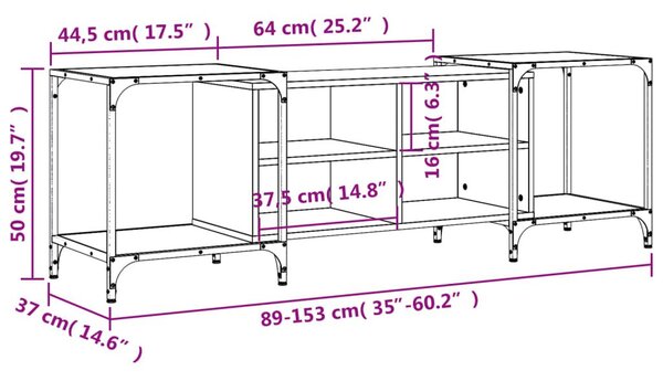 Έπιπλο Τηλεόρασης Γκρι Sonoma 153 x 37 x 50 εκ. Επεξεργ. Ξύλο - Γκρι