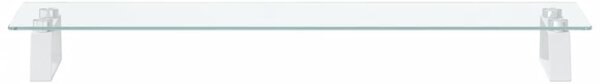 Βάση Οθόνης Λευκή 80 x 20 x 8 εκ. από Ψημένο Γυαλί και Μέταλλο - Λευκό