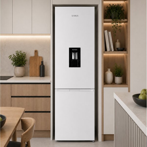 Ψυγειοκαταψύκτης Samus SCW517NFIDE Full No Frost, με Βρυσάκι Νερού, Συνολική Χωρητικότητα 324L, Ενεργειακή Κλάση E και Ύψος 201cm - White
