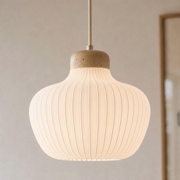 Lucande Φωτιστικό οροφής Eloise, Ø 30 cm, λευκό, ύφασμα, E27, ρυθμιζόμενος, Λευκό, Σαλόνι / τραπεζαρία, Ύφασμα / Κλωστοϋφαντουργία, Σκανδιναβικό