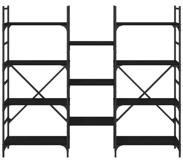 Βιβλιοθήκη Μαύρη 160 x 28,5 x 136,5 εκ. από Επεξεργασμένο Ξύλο - Μαύρο