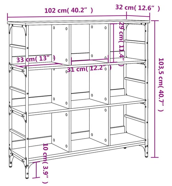 Ραφιέρα Sonoma Δρυς 102 x 32 x 103,5 εκ. από Επεξεργασμένο Ξύλο - Καφέ