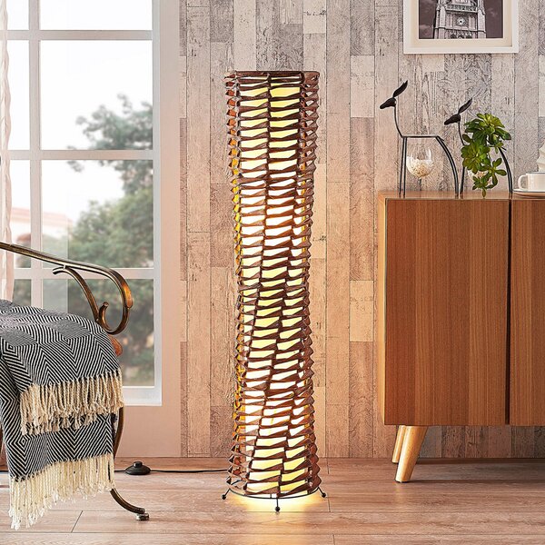 Lindby Φωτιστικό δαπέδου Joas, 110 cm, χαρτί, ύφασμα, καφέ, Καφέ / Σκουριάς, Σαλόνι / τραπεζαρία, Χαρτί / χαρτόνι, σύγχρονο