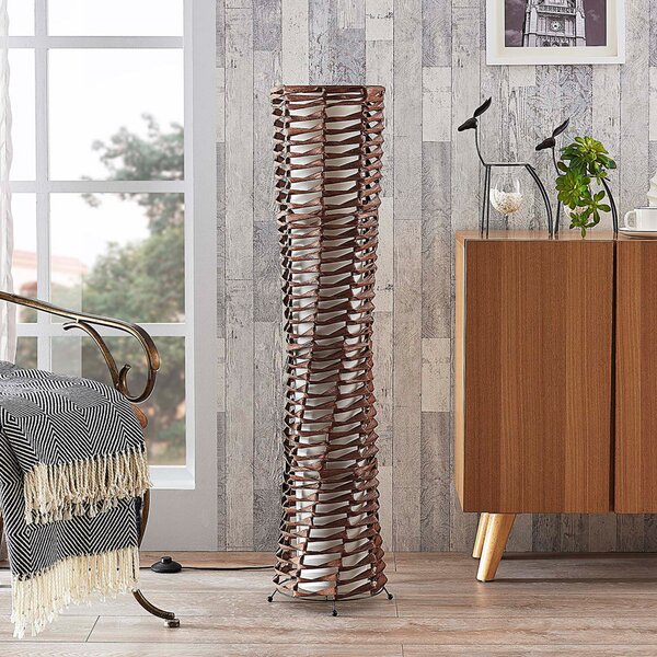 Lindby Φωτιστικό δαπέδου Joas, 110 cm, χαρτί, ύφασμα, καφέ, Καφέ / Σκουριάς, Σαλόνι / τραπεζαρία, Χαρτί / χαρτόνι, σύγχρονο