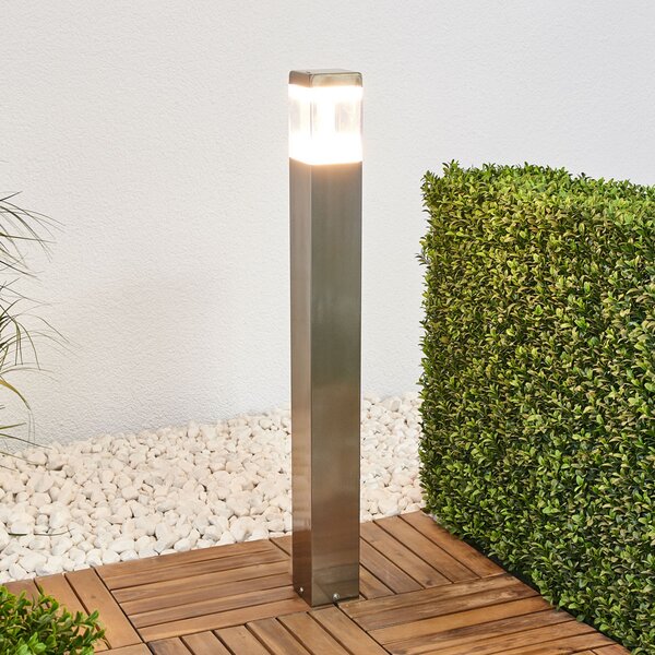 Lindby LED φωτιστικό διαδρόμου Baily, ύψος 80 cm, ανοξείδωτο ατσάλι, IP44, Μεταλλικό, Μέταλλο, σύγχρονο
