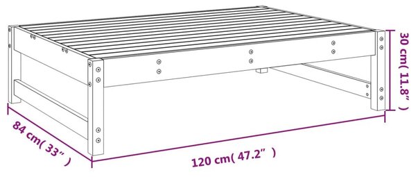 Υποπόδιο Κήπου Γκρι 120 x 80 εκ. από Μασίφ Ξύλο Πεύκου - Γκρι