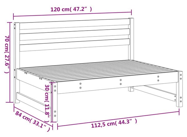 Καναπές Κήπου Μεσαίος Λευκός 120 x 80 εκ. από Μασίφ Ξύλο Πεύκου - Λευκό