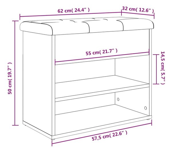 Παπουτσοθήκη Sonoma Δρυς 62x32x50 εκ. από Επεξεργασμένο Ξύλο - Καφέ