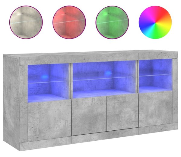 Ντουλάπι με LED Γκρι Σκυροδέματος 142,5x37x67 εκ. - Γκρι