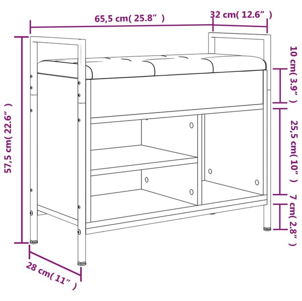 Παπουτσοθήκη Γκρι Sonoma 65,5x32x57,5εκ. από Επεξεργασμένο Ξύλο - Γκρι