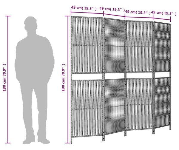 Διαχωριστικό Δωματίου 4 Πάνελ Μπεζ από Συνθετικό Ρατάν - Μπεζ