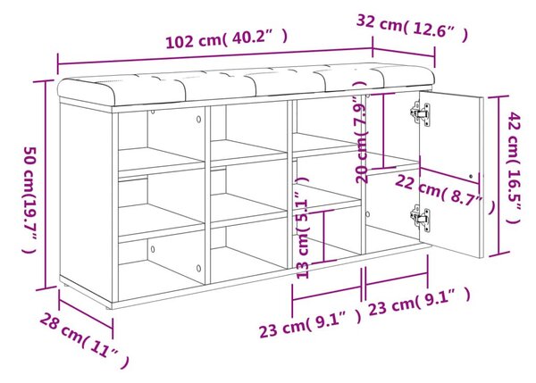 Παπουτσοθήκη Γκρι Σκυρ. 102x32x50 εκ. από Επεξεργασμένο Ξύλο - Γκρι