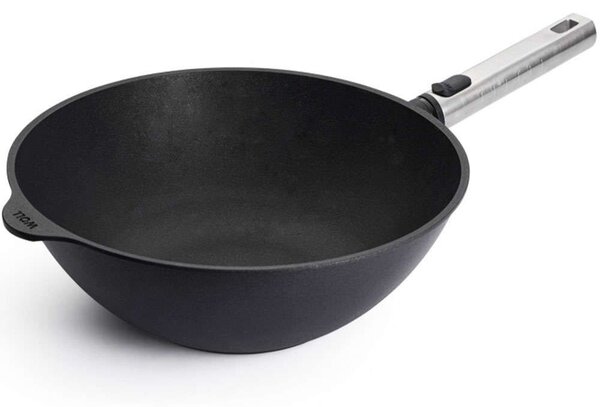 Τηγάνι Wok Αντικολλητικό Με Αποσπώμενη Λαβή Diamond 11030PLCI 30cm Silver-Black Woll