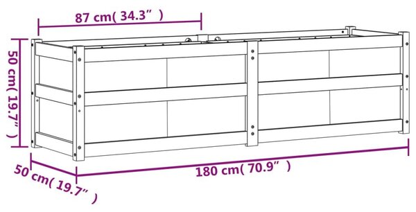 Ζαρντινιέρα Λευκή 180x50x50 εκ. από Μασίφ Ξύλο Πεύκου - Λευκό