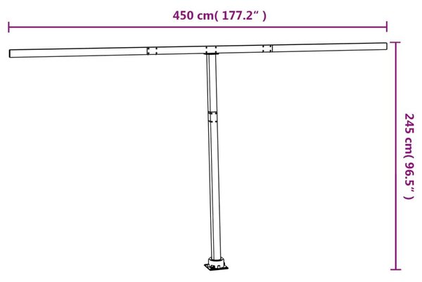 Στύλοι Τέντας Σετ Λευκοί 450 x 245 εκ. από Σίδερο