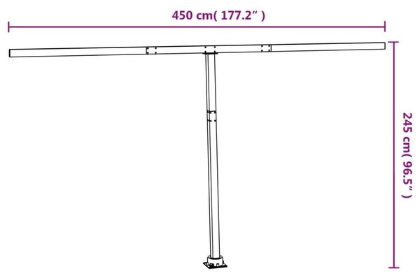 Στύλοι Τέντας Σετ Ανθρακί 450x245 εκ. από Σίδερο