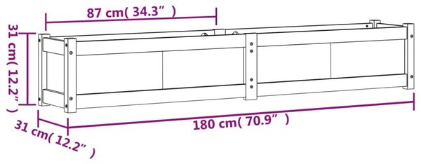 Ζαρντινιέρα Καφέ Κεριού 180 x 31 x 31 εκ. από Μασίφ Ξύλο Πεύκου - Καφέ