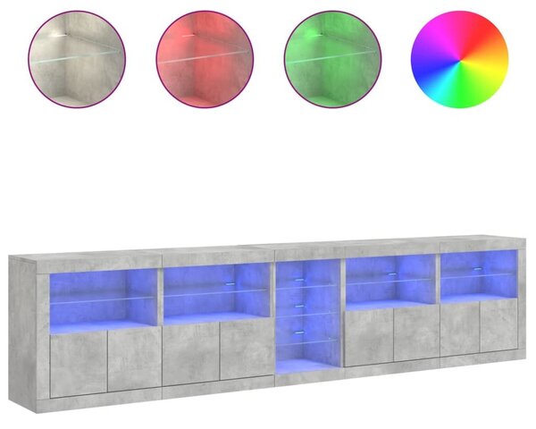 Μπουφές με LED Γκρι Σκυροδέματος 283 x 37 x 67 εκ. - Γκρι