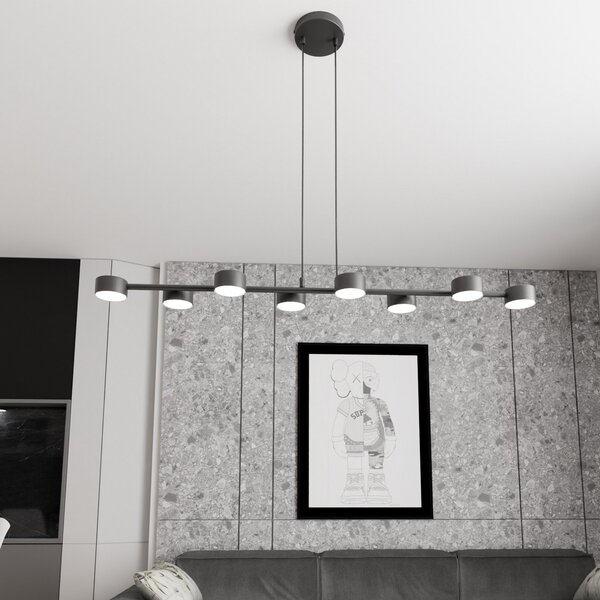 EMIBIG LIGHTING Ακτινοβολέας οροφής Megara, μήκος 100 cm, μέταλλο, 8 φτερά., ρυθμιζόμενος, Μαύρο, Σαλόνι / τραπεζαρία, Μέταλλο, σύγχρονο