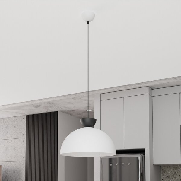 EMIBIG LIGHTING Κρεμαστή λάμπα Lunaro, λευκή, Ø 40 cm, μέταλλο, ρυθμιζόμενος, Λευκό, Σαλόνι / τραπεζαρία, Μέταλλο, σύγχρονο