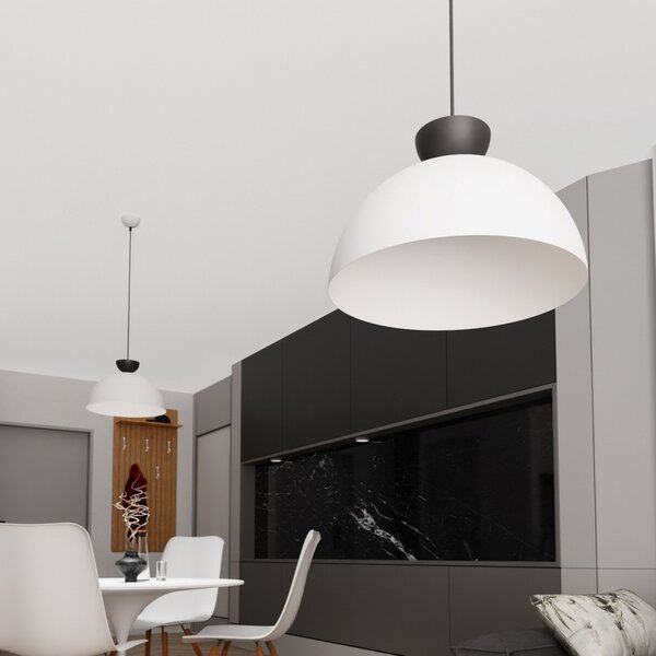 EMIBIG LIGHTING Κρεμαστή λάμπα Lunaro, λευκή, Ø 40 cm, μέταλλο, ρυθμιζόμενος, Λευκό, Σαλόνι / τραπεζαρία, Μέταλλο, σύγχρονο