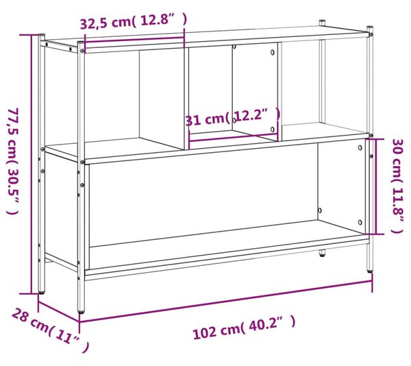 Βιβλιοθήκη Γκρι Sonoma 102x28x77,5 εκ. από Επεξεργασμένο Ξύλο - Γκρι