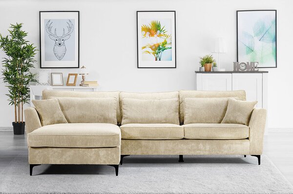 Forever Καναπές γωνία αριστερή beige κοτλέ 316x185xH92cm 71-0158