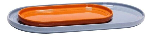 Hübsch - Amare Serving Trays Set of 2 Light Μπλε/Orange Hübsch