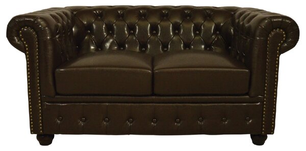 ΚΑΝΑΠΕΣ 2ΘΕΣΙΟΣ T.CHESTERFIELD HM3010.01 ΤΕΧΝΟΔΕΡΜΑ ΣΚΟΥΡΟ ΚΑΦΕ 155x90x73 εκ