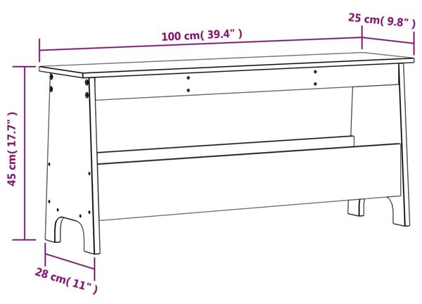 Παγκάκι Χολ Καφέ Κεριού 100x28x45 εκ. από Μασίφ Ξύλο Πεύκου - Καφέ