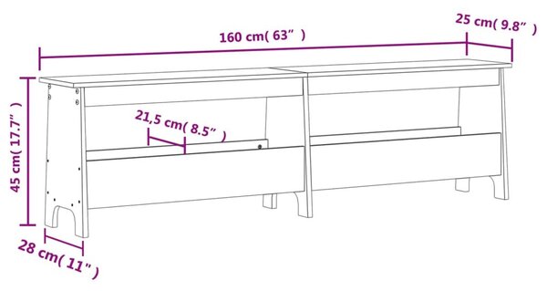 Παγκάκι Χολ Καφέ Κεριού 160x28x45 εκ. από Μασίφ Ξύλο Πεύκου - Καφέ