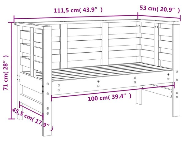 Παγκάκι Κήπου Γκρι 111,5 x 53 x 71 εκ. από Μασίφ Ξύλο Πεύκου - Γκρι