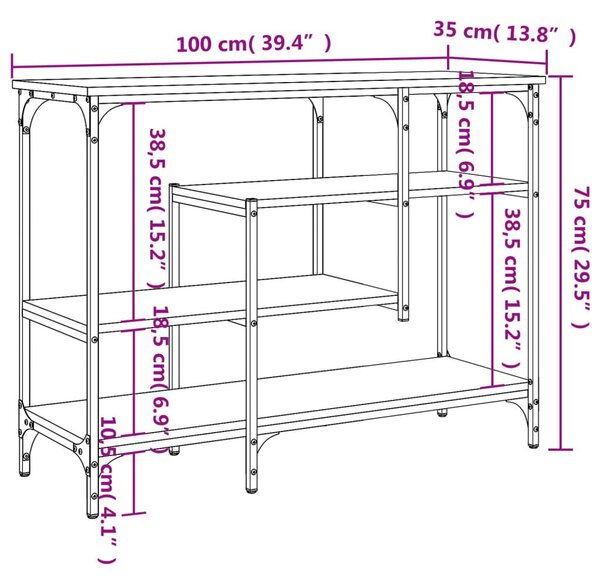 Τραπέζι Κονσόλα με Ράφια Γκρι Sonoma 100 x 35 x 75 εκ. - Γκρι