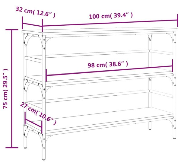 Τραπέζι Κονσόλα Sonoma Δρυς 100x32x75 εκ. Επεξεργασμένο Ξύλο - Καφέ