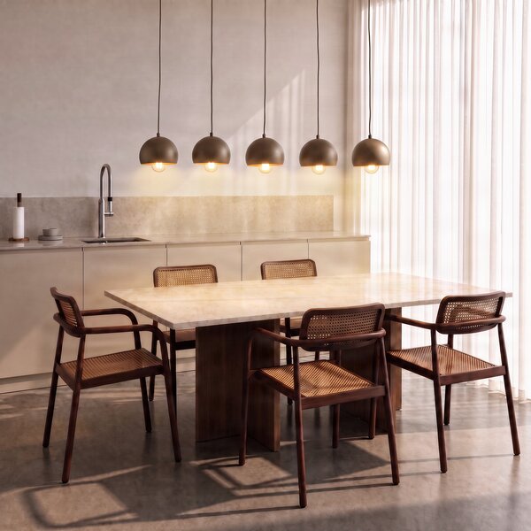 Luminex Κρεμαστό φωτιστικό Sool, μπεζ, μήκος 95 cm, 5 λάμπες, μέταλλο, E27, ρυθμιζόμενος, Μπεζ, Σαλόνι / τραπεζαρία, Μέταλλο