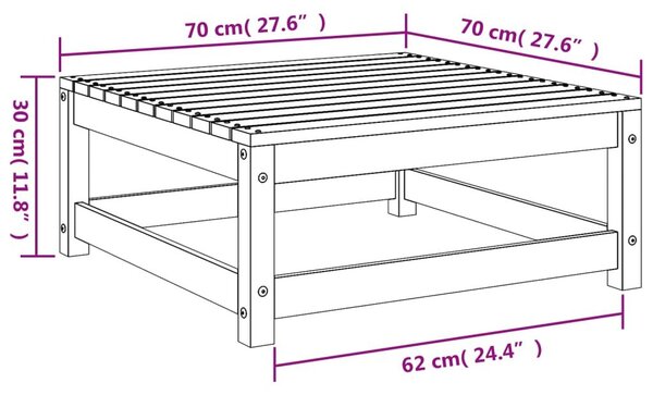 Υποπόδιο Κήπου Λευκό 70 x 70 x 30 εκ. από Μασίφ Ξύλο Πεύκου - Λευκό