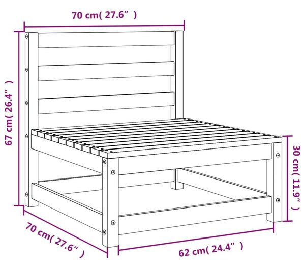 Καναπέδες Κήπου Χωρίς Μπράτσα 70x70x67 εκ. Επεξ. Πεύκου - Καφέ